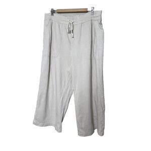 Athleta Farallon Heathered Wide Leg Crop Pants Plus Size 22 Ivory Beige 657551